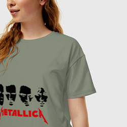 Футболка оверсайз женская Metallica (Лица), цвет: авокадо — фото 2