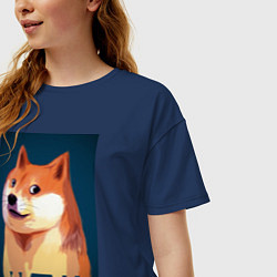 Футболка оверсайз женская Wow Doge, цвет: тёмно-синий — фото 2