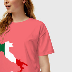 Футболка оверсайз женская Италия (Italy) цвета коралловый — фото 2