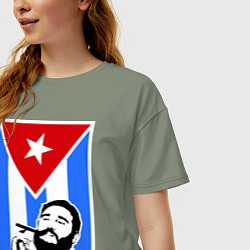 Футболка оверсайз женская Fidel: Viva, Cuba!, цвет: авокадо — фото 2
