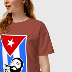 Футболка оверсайз женская Fidel: Viva, Cuba!, цвет: кирпичный — фото 2