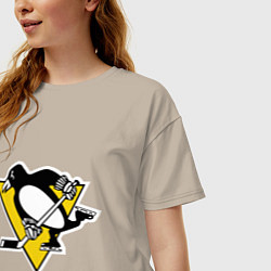 Футболка оверсайз женская Pittsburgh Penguins, цвет: миндальный — фото 2