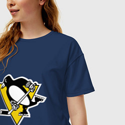 Футболка оверсайз женская Pittsburgh Penguins, цвет: тёмно-синий — фото 2
