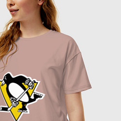 Футболка оверсайз женская Pittsburgh Penguins, цвет: пыльно-розовый — фото 2