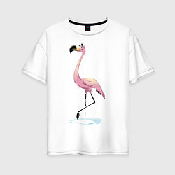 Футболка оверсайз женская Гордый фламинго, цвет: белый