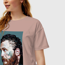 Футболка оверсайз женская Том Харди Ван Гога, цвет: пыльно-розовый — фото 2
