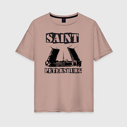 Футболка оверсайз женская Санкт-Петербург, цвет: пыльно-розовый