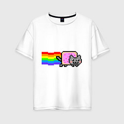 Футболка оверсайз женская Nyan Cat, цвет: белый