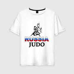 Футболка оверсайз женская Russia judo, цвет: белый