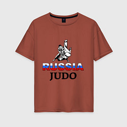 Футболка оверсайз женская Russia judo, цвет: кирпичный