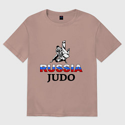 Футболка оверсайз женская Russia judo, цвет: пыльно-розовый