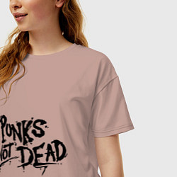 Футболка оверсайз женская Punks not dead, цвет: пыльно-розовый — фото 2