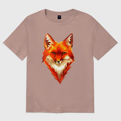 Футболка оверсайз женская Огенный лис, цвет: пыльно-розовый