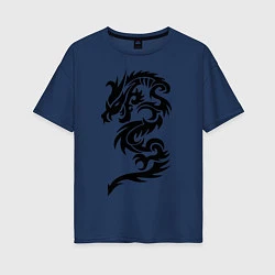 Женская футболка оверсайз Тату-дракон9
