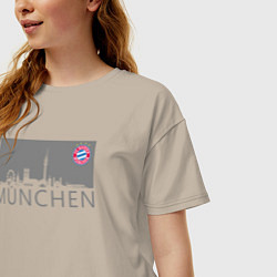Футболка оверсайз женская Bayern Munchen - Munchen City grey 2022, цвет: миндальный — фото 2