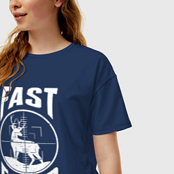 Футболка оверсайз женская FAST FOOD олень в прицеле, цвет: тёмно-синий — фото 2
