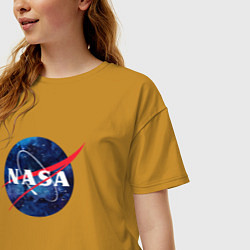 Футболка оверсайз женская NASA: Cosmic Logo, цвет: горчичный — фото 2