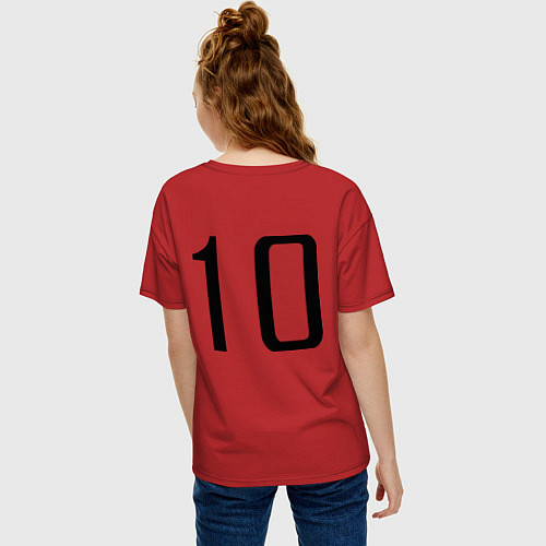 Женская футболка оверсайз Сборная Германии: 10 номер / Красный – фото 4