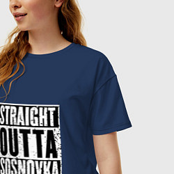 Футболка оверсайз женская Straight Outta Sosnovka, цвет: тёмно-синий — фото 2