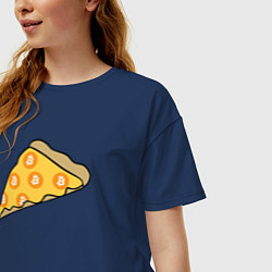 Футболка оверсайз женская Bitcoin Pizza, цвет: тёмно-синий — фото 2