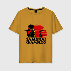 Футболка оверсайз женская Самурай Champloo закат, цвет: горчичный