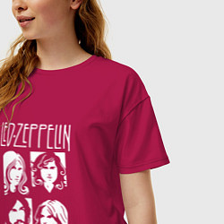 Футболка оверсайз женская Led Zeppelin Band, цвет: маджента — фото 2