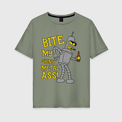 Футболка оверсайз женская Bite my shunny metal ass, цвет: авокадо