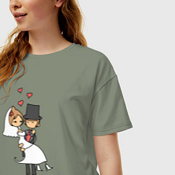 Футболка оверсайз женская Счастливая Жена, цвет: авокадо — фото 2