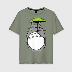 Футболка оверсайз женская Totoro с зонтом, цвет: авокадо