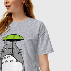 Футболка оверсайз женская Totoro с зонтом, цвет: меланж — фото 2