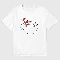 Футболка оверсайз женская Red Cuphead, цвет: белый