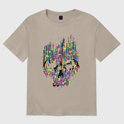 Футболка оверсайз женская Череп, цвет: миндальный