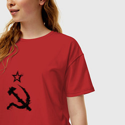 Футболка оверсайз женская СССР: Серп и молот, цвет: красный — фото 2