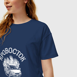 Футболка оверсайз женская Кровосток: вылающее авто, цвет: тёмно-синий — фото 2