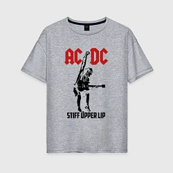 Футболка оверсайз женская AC/DC: Stiff Upper Lip, цвет: меланж