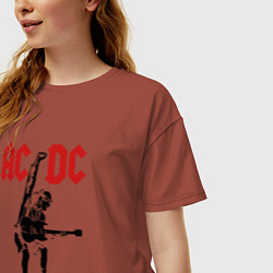 Футболка оверсайз женская AC/DC: Stiff Upper Lip, цвет: кирпичный — фото 2