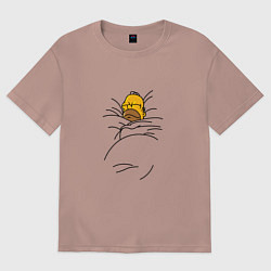 Футболка оверсайз женская Спящий Гомер, цвет: пыльно-розовый