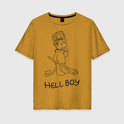 Футболка оверсайз женская Bart: Hell Boy, цвет: горчичный