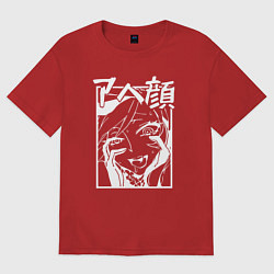 Футболка оверсайз женская Ahegao Black, цвет: красный