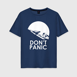 Футболка оверсайз женская Elon: Don't Panic, цвет: тёмно-синий