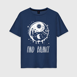 Футболка оверсайз женская Find Balance, цвет: тёмно-синий