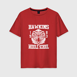 Футболка оверсайз женская Hawkins Middle School, цвет: красный