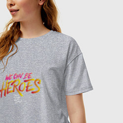 Футболка оверсайз женская Can be heroes, цвет: меланж — фото 2