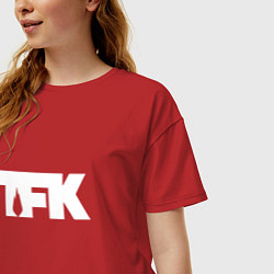 Футболка оверсайз женская TFK: White Logo, цвет: красный — фото 2