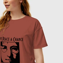 Футболка оверсайз женская Give Peace a Chance, цвет: кирпичный — фото 2