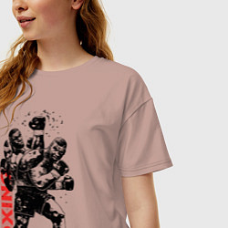 Футболка оверсайз женская Майк Тайсон уворачивается, цвет: пыльно-розовый — фото 2