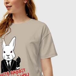 Футболка оверсайз женская Misfits: White rabbit, цвет: миндальный — фото 2