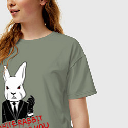Футболка оверсайз женская Misfits: White rabbit, цвет: авокадо — фото 2