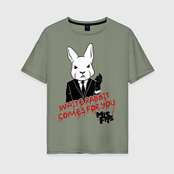 Футболка оверсайз женская Misfits: White rabbit, цвет: авокадо