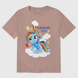 Футболка оверсайз женская Rainbow Dash, цвет: пыльно-розовый